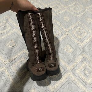 UGG Australia Ultimate Tall Braid Boots –‎ Brown Leather Shearling Lined 5